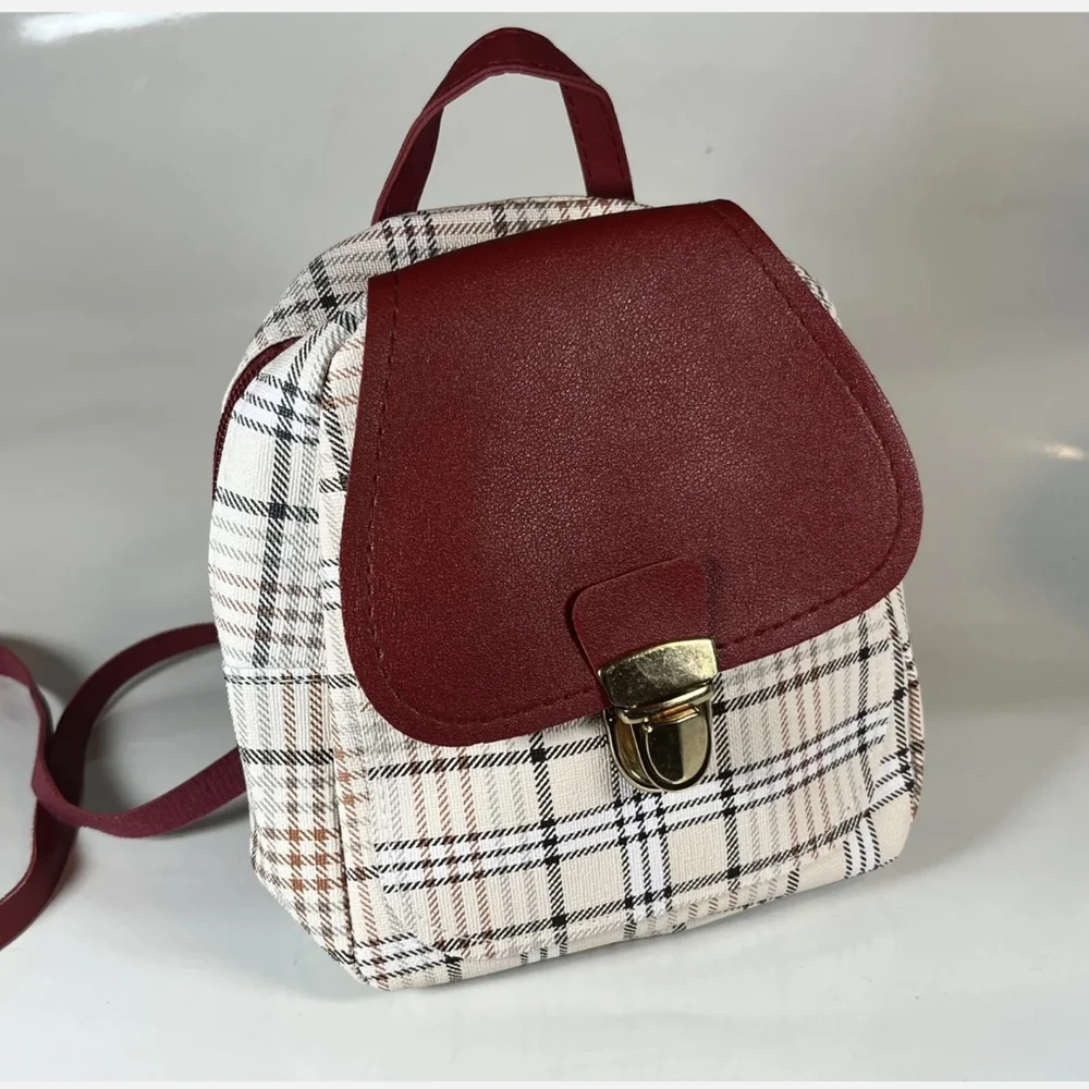 Mini Backpack Crossbody Bag For Girl Plaid Women Shoulder Bag - Picture 1 of 6